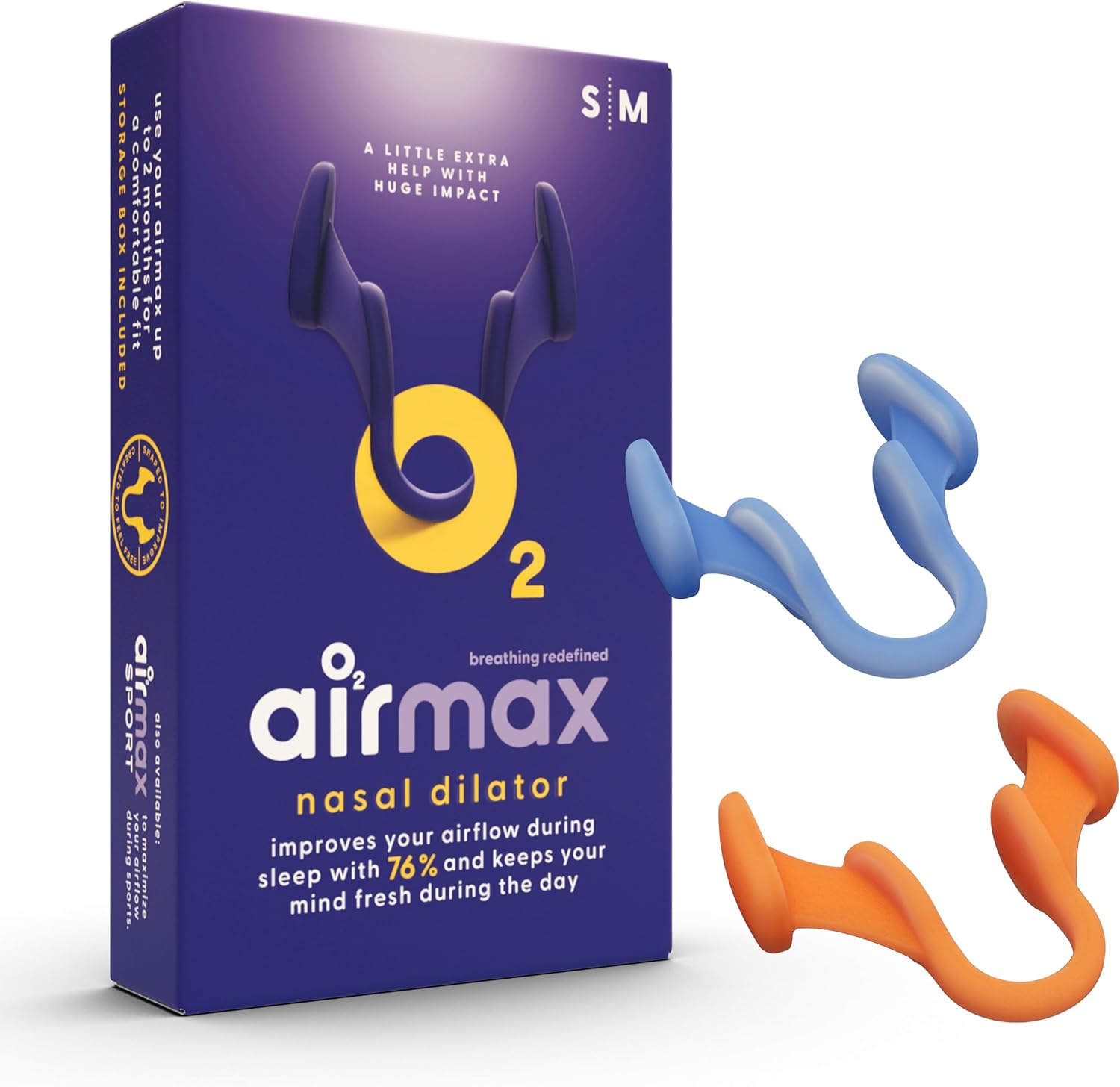 Airmax Nasal Dilator trial pack with small and medium sizes in storage box